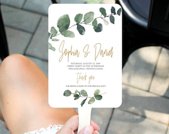 Eucalyptus Wedding Program Fan, Printable Program Fan Template, Printable Wedding Fan, Ceremony Programs, Wedding Programs, Greenery