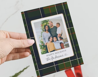 Vorlage für eine Foto-Weihnachtskarte, druckbare Weihnachtskarte mit Foto, Familienfotokarte, Neujahrskarte, Weihnachtskarten, Flanell