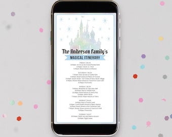 Magical Vacation Travel Itinerary Template, Textable Daily Itinerary, Amusement Park, Travel Agent, Florida Vacation Itinerary, Castle,