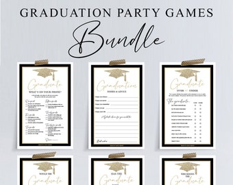 Graduation Party Games Bundle, 6 Graduate Games Package, Printable Games, Graduation Decorations, Wishes and Advice, Fun Games, 5 Colors