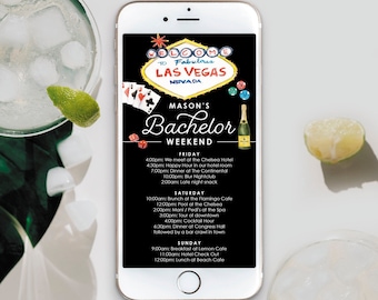 Plantilla de itinerario para despedida de soltero en Las Vegas, calendario digital, descarga instantánea, agenda, itinerario de fin de semana de despedida de soltero en Las Vegas, noche de chicos