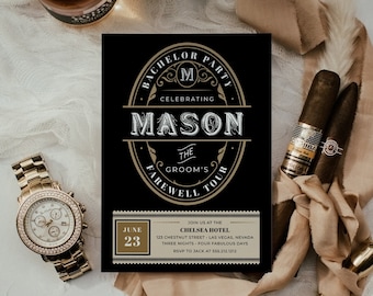 Whiskey Bachelor Party Invitation Template, Bachelor Weekend Invitation, Bachelor Party Invite, Las Vegas, Tennessee, Instant Download