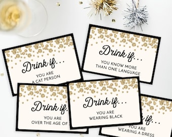 New Years Eve Game, Drink If Game, Printable New Year's Eve Game, New Years Eve Games , New Year's Eve Party Ideas, Adult Drinking Game, DIY