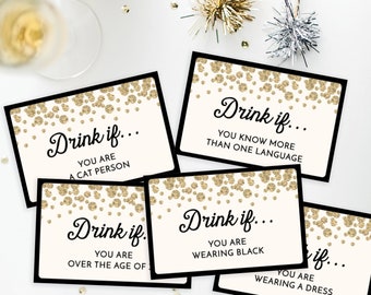 New Years Eve Game, Drink If Game, Printable New Year's Eve Game, New Years Eve Games , New Year's Eve Party Ideas, Adult Drinking Game, DIY