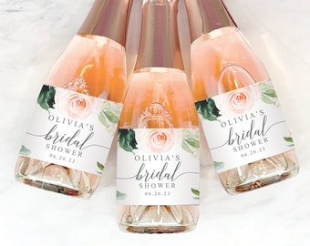 Bridal Shower Mini Champagne Bottle Labels - Bridal Shower Favors - Printable - Editable - Mini Champagne Favor - Template - Blushing Blooms