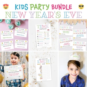 Kids New Years Eve Party Bundle - New Years Eve Party for Kids - New Year's Eve Decorations 2023 - Games - Family - Crafts - Party Kit