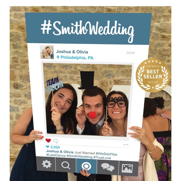 Editable Social Media Photo Prop Frame - Photo Booth Props - Selfie - Social Media - Wedding Photo Prop - Bachelorette Party - Insta Prop