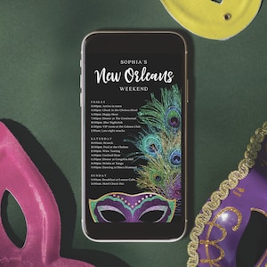 New Orleans Bachelorette Itinerary Template, Digital Schedule, Mardi Gras, Instant Download, Agenda, Bachelorette Weekend Itinerary, NOLA