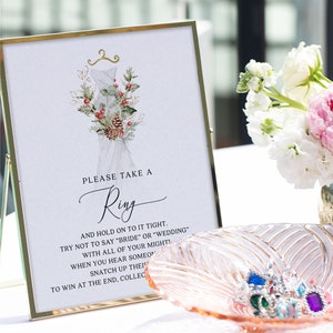Elegant Watercolor Christmas Put A Ring On It Game, Bridal Shower Game, Ring On It Game Sign, Wedding Shower, Couples Shower, Games