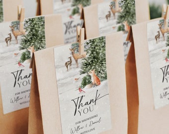 Boho Woodland Favor Tag, Editable Thank You Tag Template, Favor Tag, Gender Neutral Baby Shower, Bear Baby Shower, Deer Baby Shower, Animals