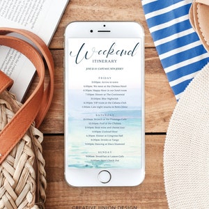 Beach Weekend Itinerary Template, Digital Schedule, Wedding Weekend, Schedule of Events, Instant Download, Agenda, Weekend Itinerary