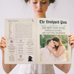 Folded Newspaper Wedding Program Template, Editable Wedding Newspaper Program, Large Folded Newspaper Program, Wedding Timeline, Unique
