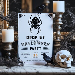 Halloween Party Invitation - Spider Halloween Invitation - Drop In - Funny Halloween Invite - Editable Halloween Invite - Printable Invite