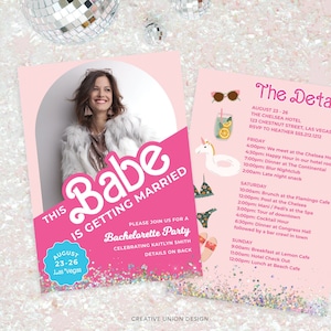 Doll Bachelorette Weekend Invite And Itinerary, Barb Bachelorette Itinerary, Party Bachelorette, Fashion Doll, Pink, Bachelorette Party