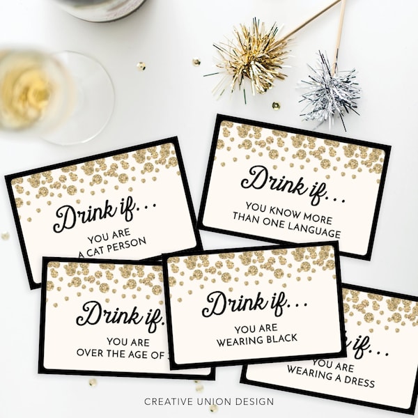 New Years Eve Game, Drink If Game, Printable New Year's Eve Game, New Years Eve Games , New Year's Eve Party Ideas, Adult Drinking Game, DIY