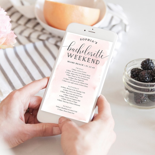Digital Bachelorette Itinerary Beach Template Etsy