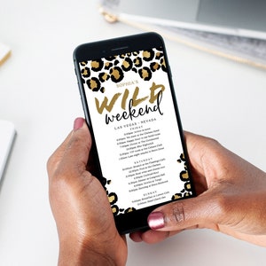 Wild Bachelorette Itinerary Template, Digital Schedule, Instant Download, Bachelorette Weekend, Leopard Print, Let&#39;s Get Wild, Animal Print