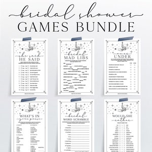 Bundle de jeux de douche nuptiale de carte de tarot mystique, paquet de jeux de douche nuptiale, jeux imprimables, brouillage de mot, libs folles, mariée céleste