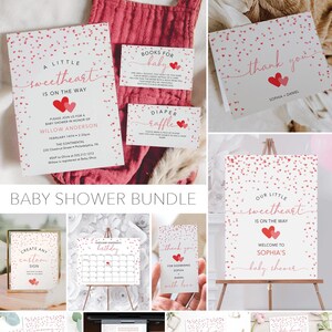 Little Sweetheart Baby Shower Bundle, Girl Baby Shower Invite, Baby Shower Sign, Download, Baby Shower Decor, Valentine's Baby Shower, Heart