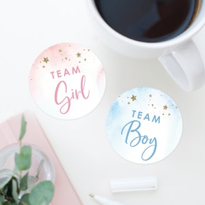Twinkle Twinkle Gender Reveal - Stickers fille équipe garçon - Stickers genre sexe - rose ou bleu - étoile - garçon ou fille - baby shower