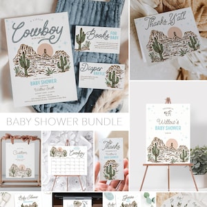 Western Cowboy Baby Shower Bundle, Boy Baby Shower Invite, Baby Shower Signs, Baby Shower Decor, Baby Boy Shower, Rodeo, Cowboy, Games