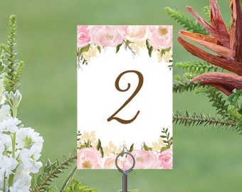 Table Numbers, Pink Floral Wedding Table Numbers, 4x6 Wedding Table Signs 1-40, Reserved Sign, Head Table, Pink Peony Floral