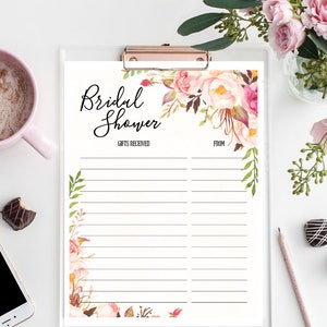 Lista de regalos para despedida de soltera - Regalos recibidos - Lista de regalos recibidos - Dama de honor - Despedida de soltera - Rosa antigua - Descarga instantánea