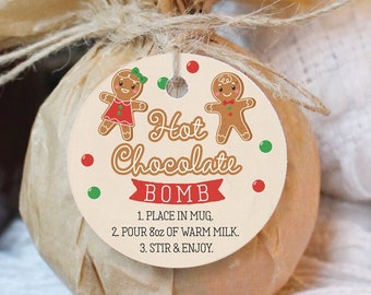 Hot Chocolate Bomb Tags Printable, Hot Cocoa Favor Tags, Baby Shower Favors, Christmas Baby Shower, Hot Chocolate Favors, Bomb Instructions