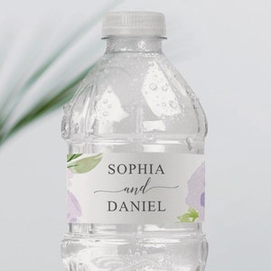 Dusty Blue Flower Water Bottle Label Template BOHO Bridal ...