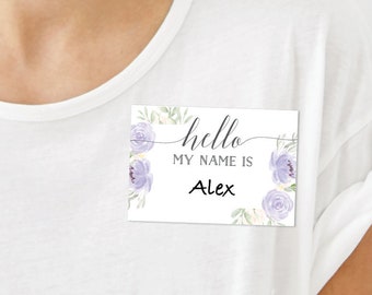 Printable Name Tags - Bridal Shower Name Tags Sticker - Name Tag - Bridal Shower Decor - Avery 25395 - Instant Download - Pastel Purple