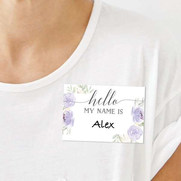 Printable Name Tags - Bridal Shower Name Tags Sticker - Name Tag - Bridal Shower Decor - Avery 25395 - Instant Download - Pastel Purple