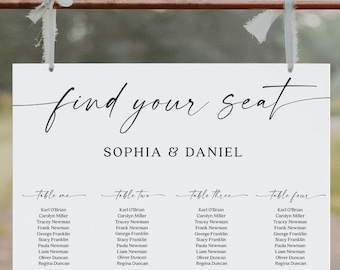 Wedding Seating Chart Template, Printable Table Arrangement Sign, DIY Wedding Seating Sign, Wedding, Instant Download, Bohemian Script