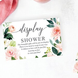 Display Shower Insert Card - Display Shower Card - Baby Shower - Bridal Shower - Display Shower Tags - Unwrapped Gifts - Blushing Blooms
