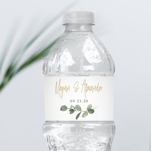 Eucalyptus Printable Wedding Water Bottle Labels - Personalized Editable Water Bottle Template - Printable- Instant Download - Greenery