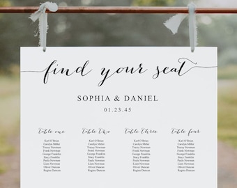 Wedding Seating Chart Template, Printable Table Arrangement Sign, DIY Wedding Seating Sign, Minimal Elegance, Wedding, Instant Download