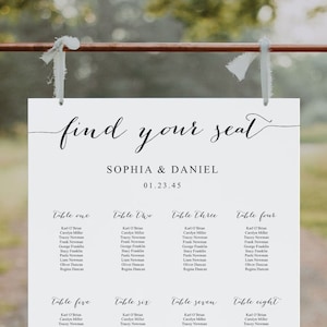 Wedding Seating Chart Template, Printable Table Arrangement Sign, DIY Wedding Seating Sign, Minimal Elegance, Wedding, Instant Download image 1