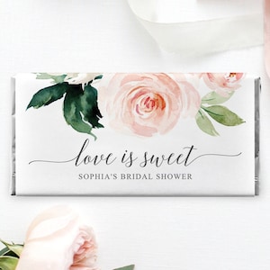 Printable Chocolate Bar Wrapper , Bridal Shower Favors, Candy Bar Wrapper Template, Candy Bar Labels, Baby Shower, Blushing Blooms, Floral