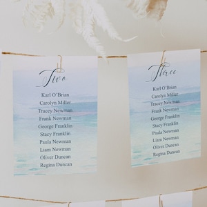 Minimal Beach Wedding Seating Chart Template, Printable Seating Cards, Table Arrangement, Find Your Seat, Small Seating Chart Display, Sea