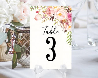 Table Numbers - Wedding Table Numbers - 4x6 Wedding Table Signs 1-40 - Reserved Sign - Head Table - Instant Download - Antique Rose