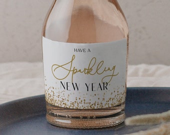 New Year's Eve Party Printable Mini Champagne Label, New Years Eve Decor, Party Favors, Sparkling New Year, New Years Eve Party Champagne