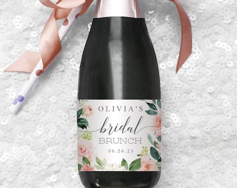 Bridal Brunch Mini Champagne Bottle Labels - Bridal Brunch Favors - Printable - Editable - Mini Champagne Favor - Template - Blushing Blooms