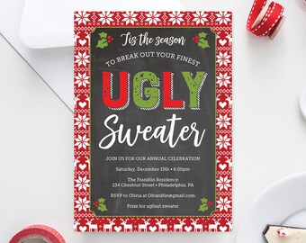 ugly sweater party invitation ugly christmas sweater party invites christmas party invite annual party instant download holiday - Ugly Christmas Sweater Door Decoration Ideas ugly sweater party invitation ugly christmas sweater party invites christmas party invite annual party instant download holiday - Ugly Christmas Sweater Door Decoration Ideas