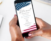 Digital Police Retirement Invitation Template, Text Message Invite, Military Retirement Party, Army Retirement Party Evite, American Flag Il_170x135