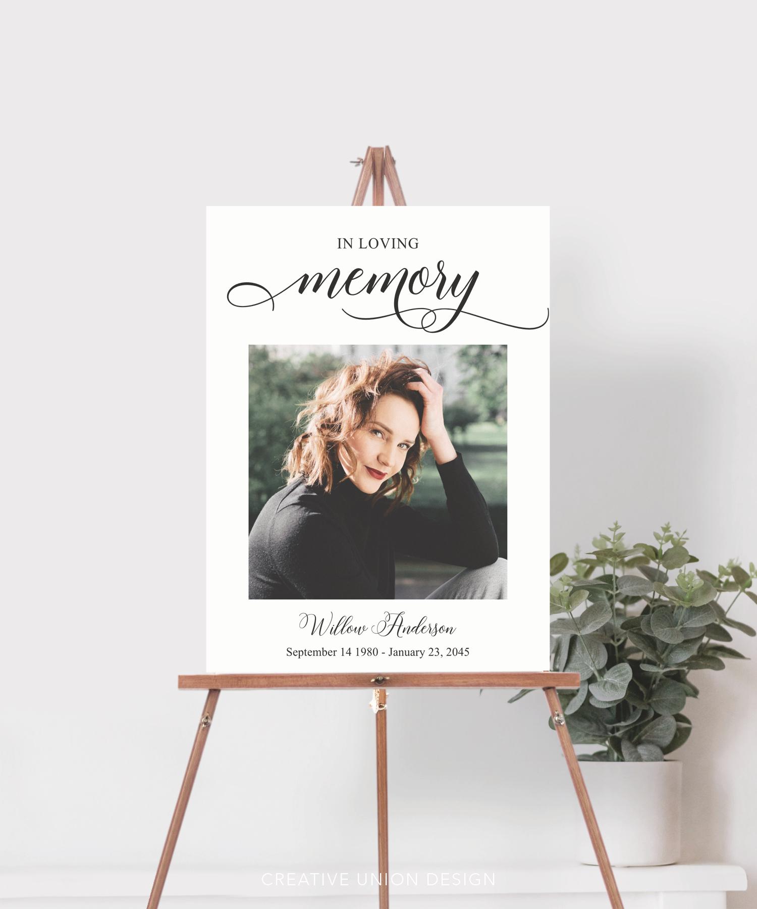 Funeral Memorial Sign, Celebration of Life With Picture, Classic ...