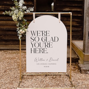 Moderne Whimsy Arch bruiloft welkomstbord sjabloon, welkomstbord bruiloft, minimalistische bruiloft borden, groot bruiloft bord, download, boog welkom