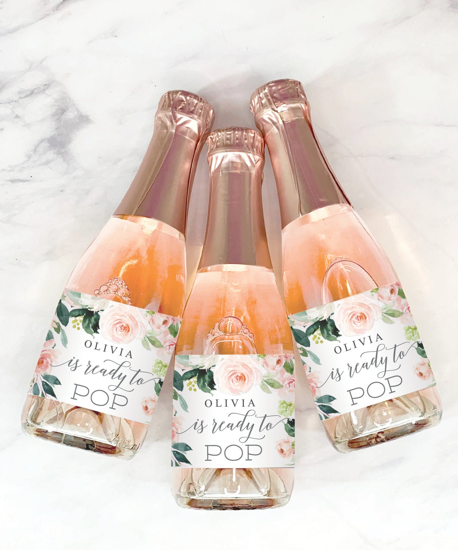 Baby Shower Mini Champagne Bottle Labels Ready to Pop Baby | Etsy