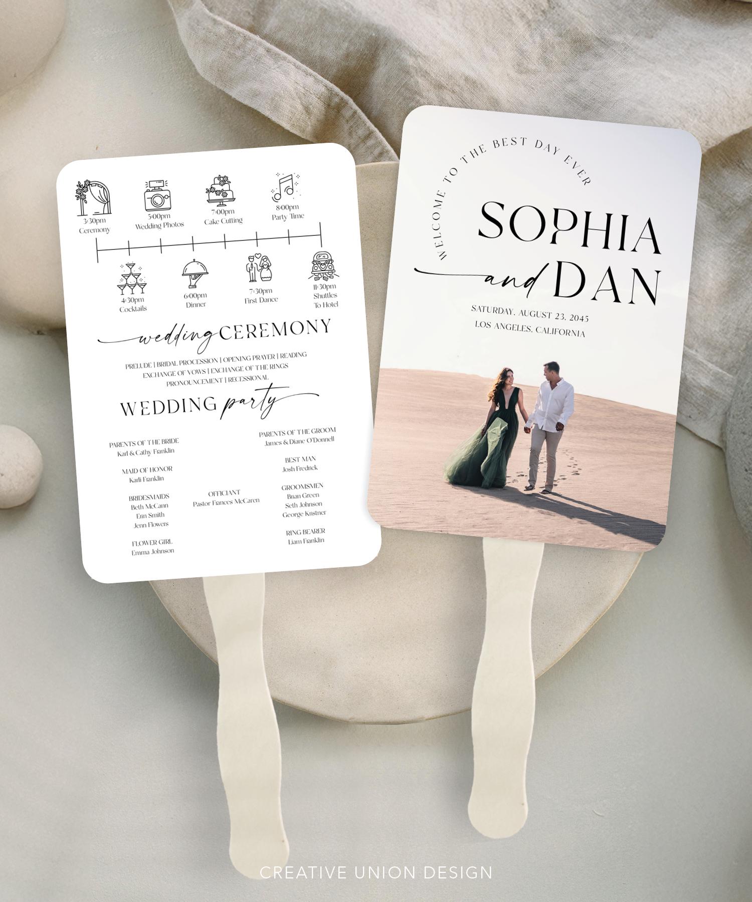 Sample Fan Program Template Minimal Wedding Program Fan Printable Program Fan Template Wedding ...