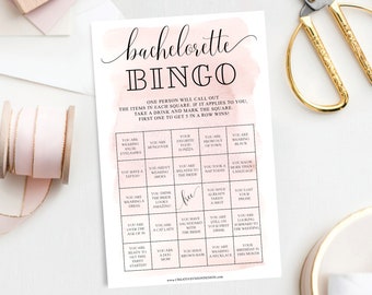 Bachelorette Party Bingo Game, Bachelorette Party Games, Bachelorette Bingo, Drinking Games, Drink If, 60 Game Sheets, Blush