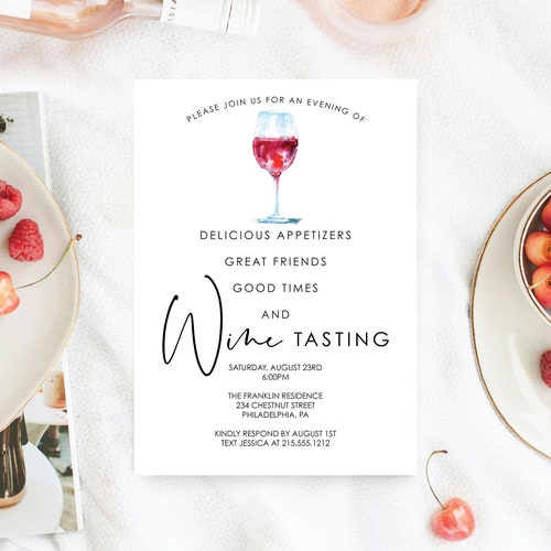 Wine Tasting Invitation Template Printable Invite &amp; Evite - Etsy