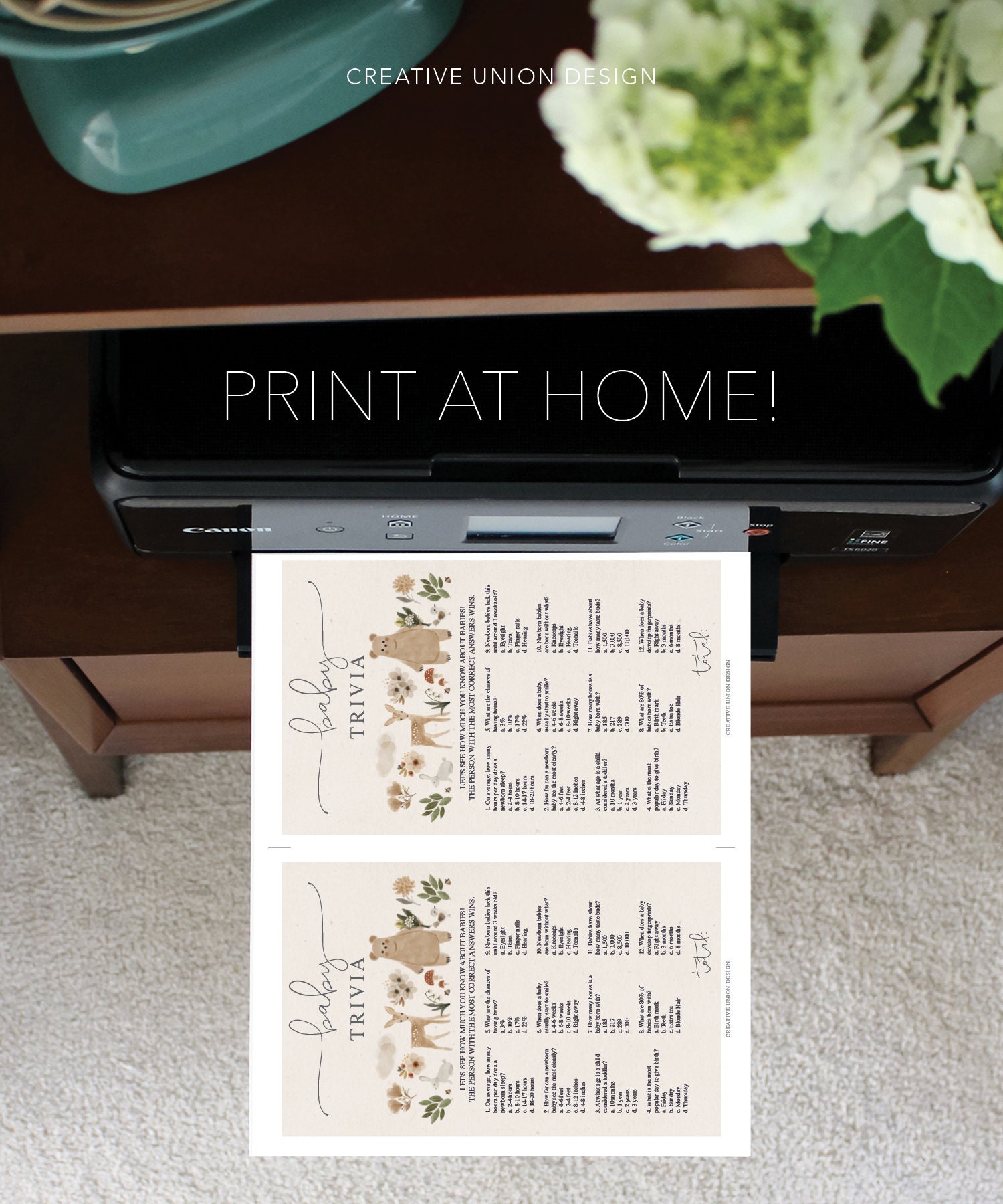 Boho Question Boho Woodland Baby Shower Trivia Game, Baby Shower Game Printable ...
